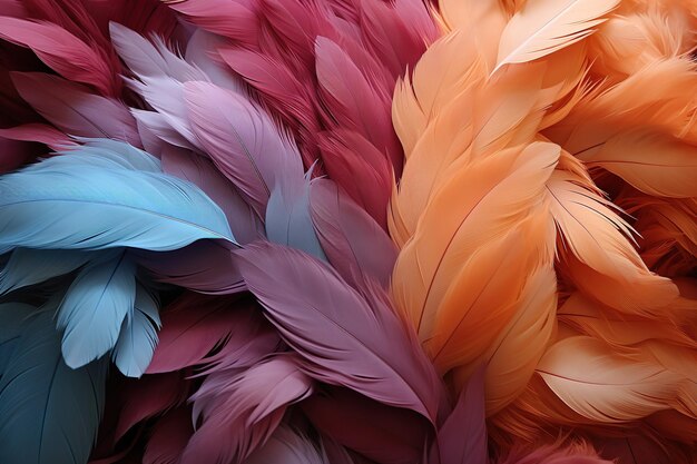 Abstract Feathers in Cool and Vibrant Pastel Colors A Mesmerizing Color Symphony