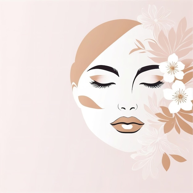 Foto volto femminile astratto in una linea volto femminile con fiori arte surreale linea femminile ragazza floreale