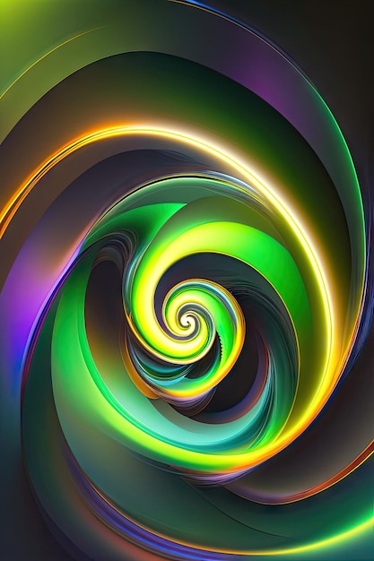 Abstract festive background with blurred fantastic green swirl Digital fractal art 3d rendering