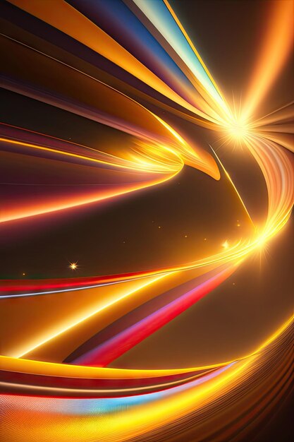 Abstract festive background with blurry beams and sparkles Fantastic gold light effect