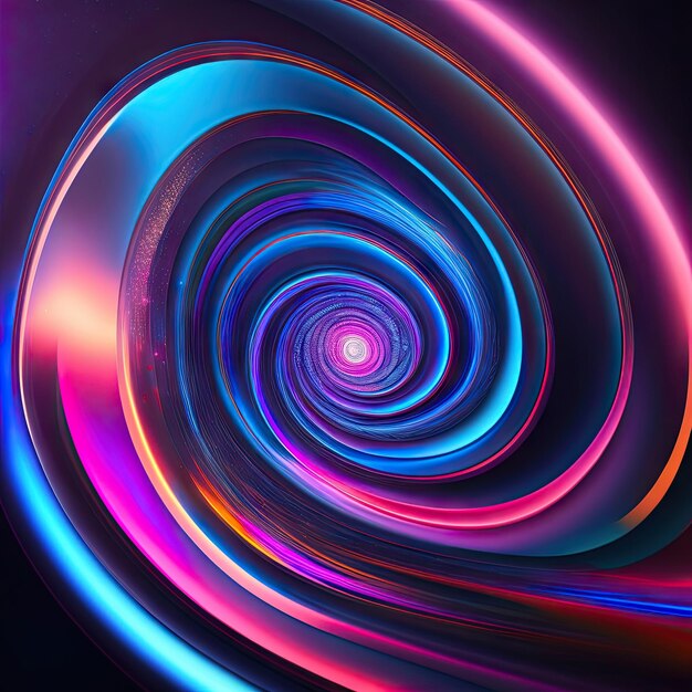 Abstract festive background with glowing blue and pink circles Fantastic glowing fractal shapes