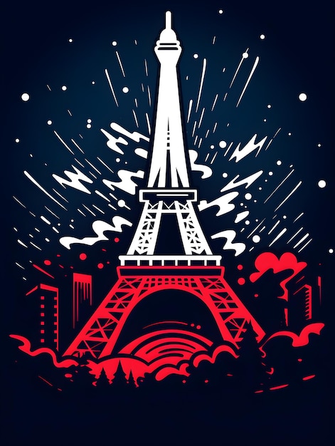 Abstract festive christmas poster with eiffel tower