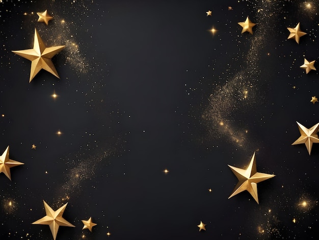 Abstract festive dark background with gold stars