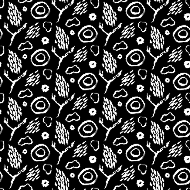 Abstract figure pattern White shapes on black background For wallpapers fabric wrapping