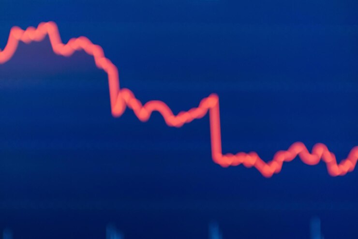 Photo abstract finance curve blue background investment marketing conceptblurred image