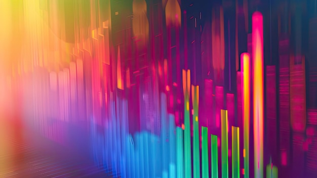 Photo abstract financial chart with vibrant rainbow gradients