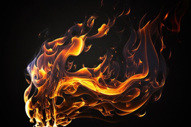 Abstract fire flames against a dark background