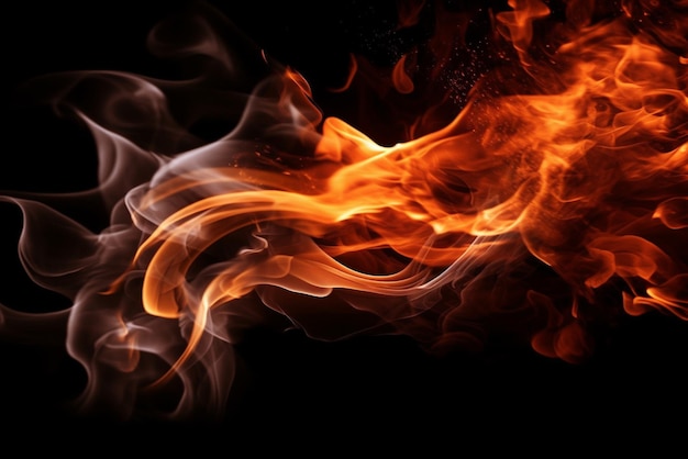 Photo abstract fire flames on a black background