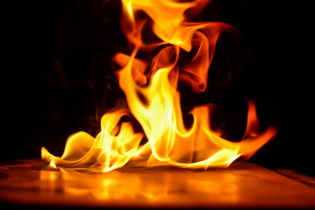 Abstract Fire flames isolated on black background