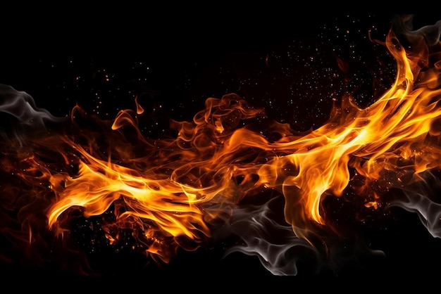 Abstract of fire flames isolated on black background