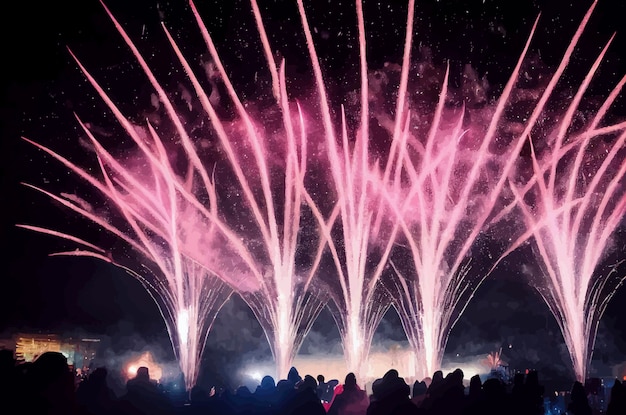 抽象的な花火の背景 お祝いの空の概念で花火が点灯します