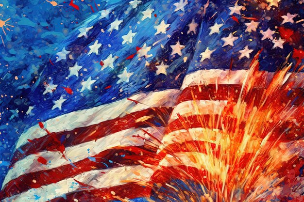 Abstract flag digital art American Independence Day 4th fourth july usa illustration generative ai