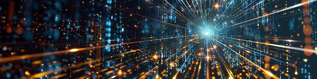 Abstract Flashing Connected Digital Data Nodes and Connections