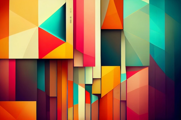 Abstract flat colorful geometric background neural network generated art