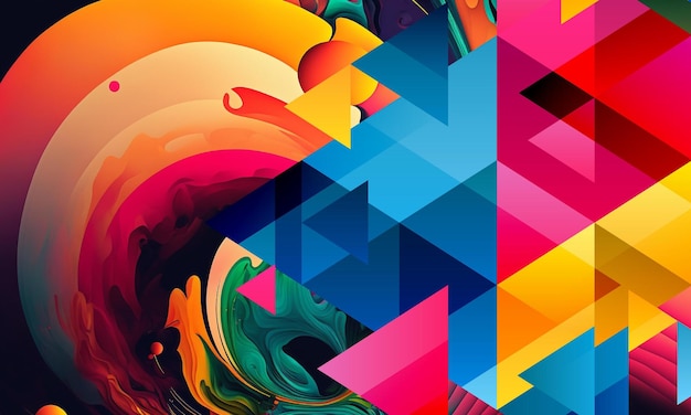 Premium AI Image | Abstract flat colorful geometric shapes background