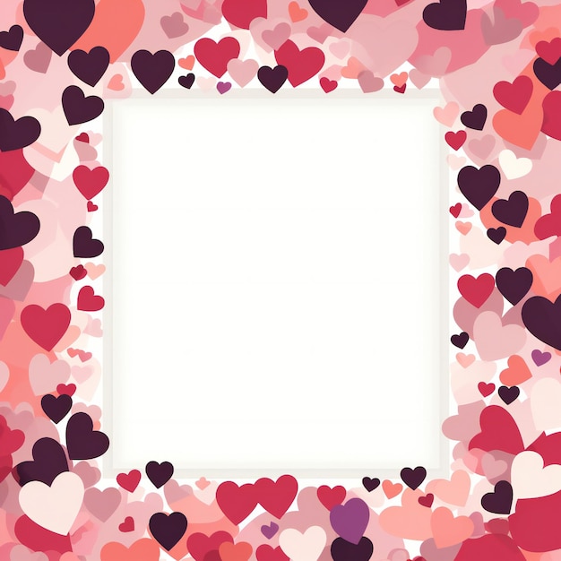 Photo abstract flat valentines day frame with empty space in the middle