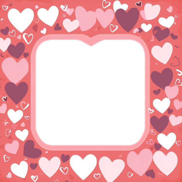 Abstract flat valentines day frame with empty space in the middle