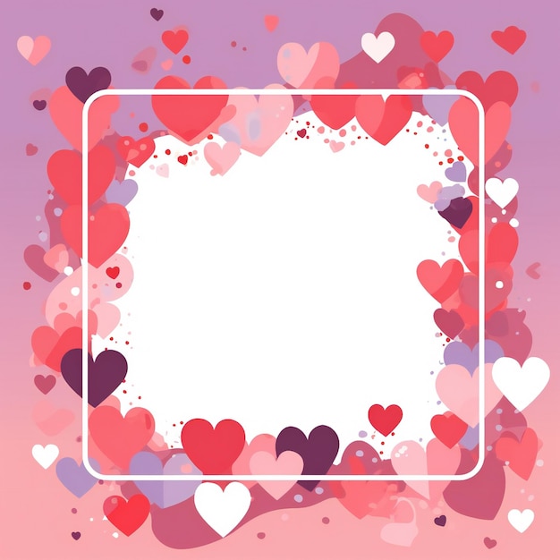 Photo abstract flat valentines day frame with empty space in the middle