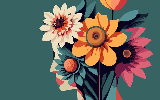 Abstract floral achtergrond met dahlia's en madeliefjes mooie vectorillustratie van lentebloem