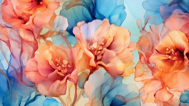 Abstract floral alcohol ink background design generative ai