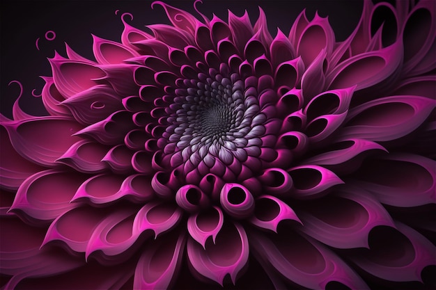 Abstract floral background in dark pink color Floral fractals concept Generative AI