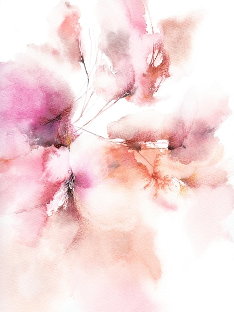 Abstract floral background Watercolor floral painting Soft pink floral pattern Modern wall art