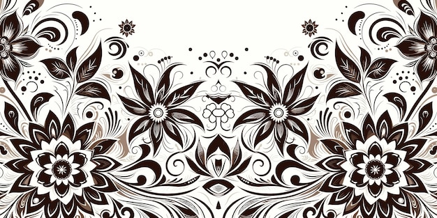 Abstract floral background with black and red flowers Vector backdrop illustration for your design