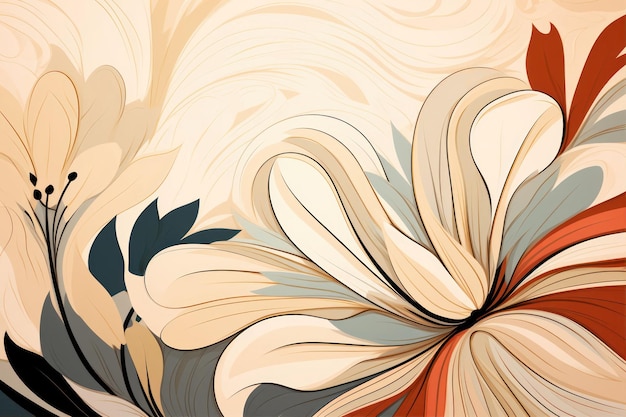 Abstract floral background with handdrawing flowers