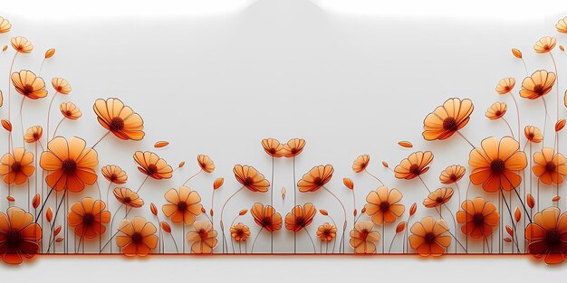 Abstract floral background with orange poppies beautiful summer floral 3D illustration