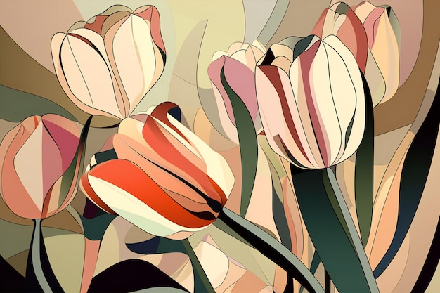 Abstract floral background with tulips illustration for your design