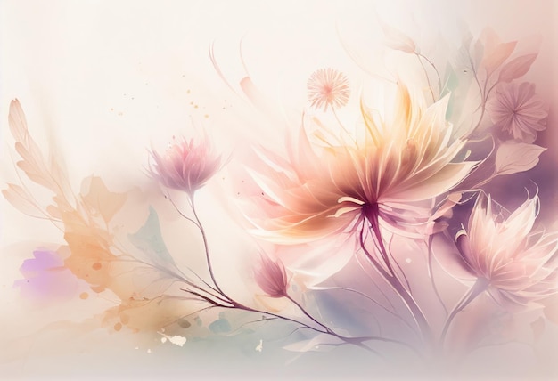 Abstract floral background with watercolor effect by Generative AI