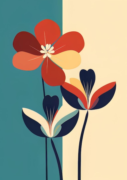 abstract floral design vector illustration in flat style