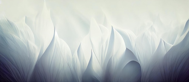 Abstract floral illustration in light white colours painted in oil