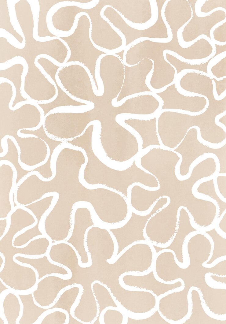 Photo abstract floral line art pattern fabric clothes beige printable art