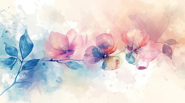 An abstract floral modern arts background with watercolor and transparency modern effects Floral and leaf wall decoration