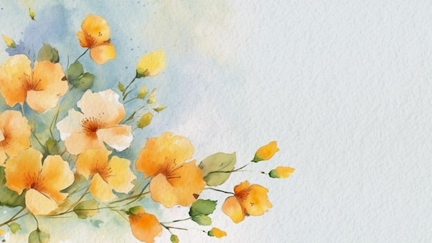 Abstract Floral Orange Flower Watercolor Background On Paper