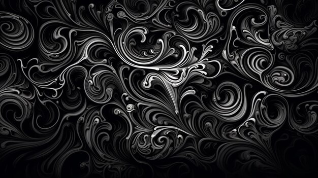 Abstract floral pattern in black and white colors