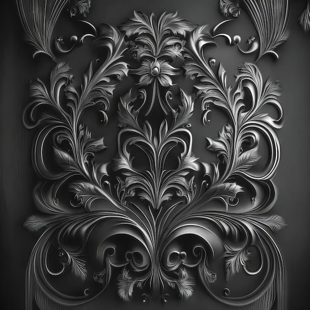 Abstract floral pattern solid background Wallpaper black flowers Dark background