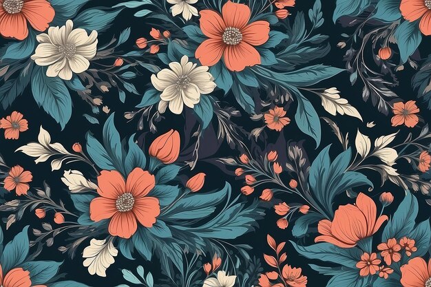 Abstract floral pattern with flowers