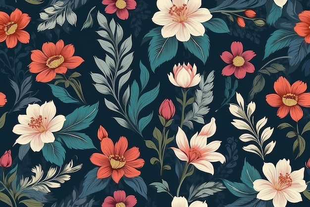 Abstract floral pattern with flowers