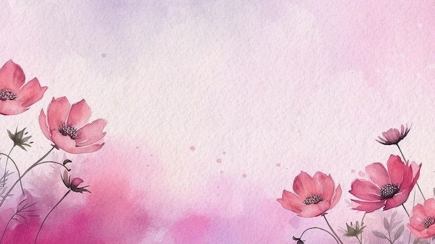 Abstract Floral Pink Flower Watercolor Background On Paper