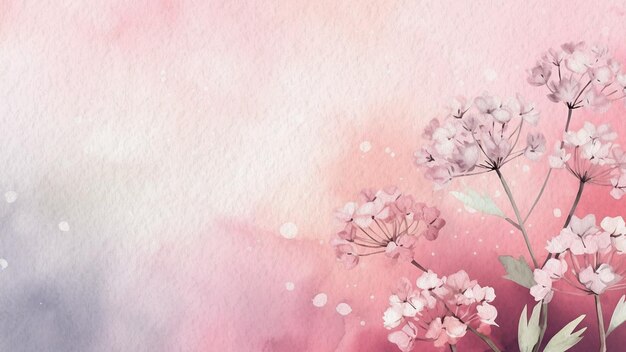 Abstract Floral Pink Flower Watercolor Background On Paper