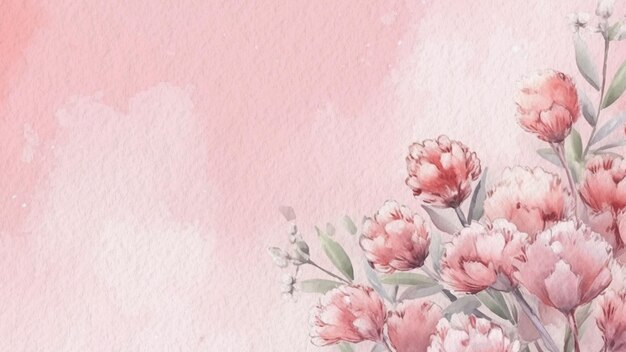 Photo abstract floral pink flower watercolor background on paper