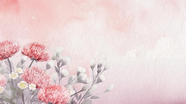 Abstract Floral Pink Flower Watercolor Background On Paper