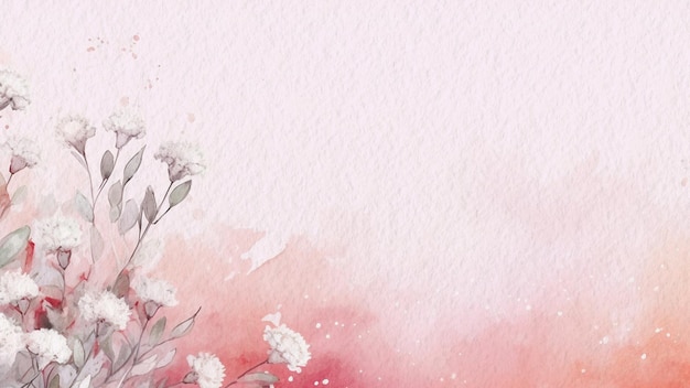 Abstract Floral Pink Flower Watercolor Background On Paper