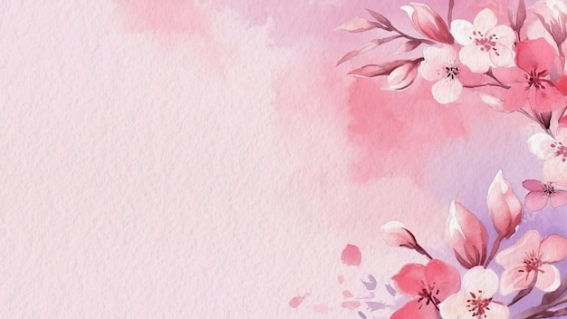 Photo abstract floral pink flower watercolor background on paper