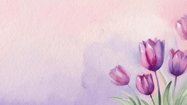 Abstract Floral Purple Flower Watercolor Background On Paper