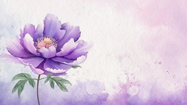 Photo abstract floral purple flower watercolor background on paper