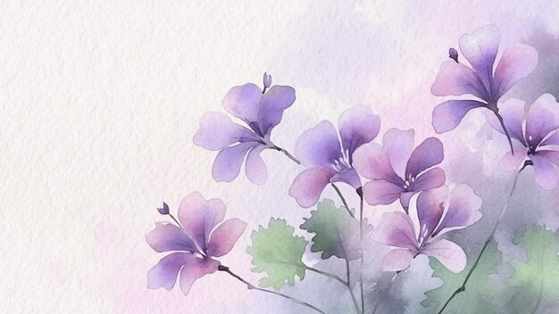 Abstract Floral Purple Flower Watercolor Background On Paper