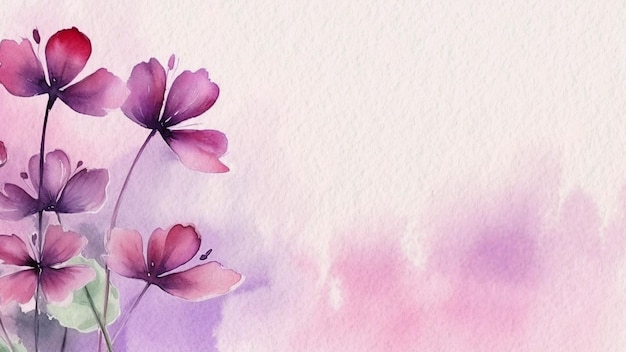 Photo abstract floral purple flower watercolor background on paper